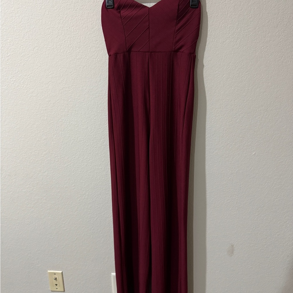 Strapless Burgundy Jumpsuit